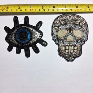 Upcycle with Skull and Evil Eye Iron on Patches